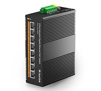 MokerLink 8 Puertos Gigabit PoE Switch Ethernet Industrial en Guía DIN, Alimentación PoE+ de 96W, Capacidad de 16Gbps, Red no gestionada con IP40 (de -40 a 185 °F), con Fuente de alimentación