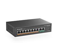 mokerlink 8 Puertos PoE Switch, 2 Gigabits UpLink, PoE Plus 802.3af/at, Potencia incorporada de 120 W, 250 Metros, Plug & Play de Metal