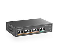 mokerlink 8 Puertos PoE Switch, 2 UpLink Puerto, 100Mbps, PoE Plus 802.3af/at, Alta Potencia de120W, Plug & Play PoE+ de Metal sin Ventilador
