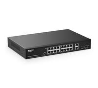 MokerLink Conmutador PoE Gigabit de 20 puertos, 16 puertos PoE+ Gigabit, enlace ascendente de 2 Gigabit, SFP de 2 Gigabit, IEEE802.3af/at de 200 W, conmutador Ethernet Plug and Play no administrado p
