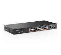 MokerLink Conmutador PoE Gigabit de 24 Puertos, 2 Enlaces ascendentes Ethernet Gigabit, 2 SFP Gigabit, 400W IEEE802.3af/at, Conmutador de Red Plug and Play no gestionado para Montaje en Bastidor