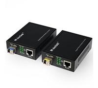 MokerLink Convertidor Gigabit SFP a RJ45, un par de 2 unidades de convertidor de medios de fibra a Ethernet de modo BIDI, puerto RJ45 de 10/100/1000 Mbps, módulo SFP 1000Base-BIDI 1310TX/1550RX hasta
