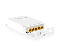 MokerLink Extensión PoE Gigabit de 5 Puertos para Exteriores, IEEE 802.3 AF/at/BT repetidor PoE 90W, 10/100/1000 Mbps, 1 PoE en 4 PoE out, Montaje en Pared Resistente al Agua PoE Passthrough Switch