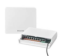 MokerLink Interruptor PoE de 10 puertos para exteriores, 8 puertos PoE+, 2 Uplink, 10/100 Mbps, 802.3af/at 120W, resistente a la intemperie, sin ventilador, Plug and Play