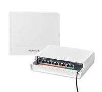 MokerLink Interruptor PoE de 10 puertos para exteriores, 8 puertos PoE+ de 100 m, 2 Gigabit Uplink 1000M, 802.3af/at 120W, resistente a la intemperie, sin ventilador, Plug and Play