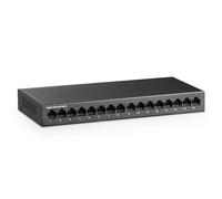 MokerLink Switch Gigabit Ethernet, 16 puertos, montaje en rack metálico sin ventilador, plug and play no gestionado, switch de red