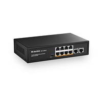 MokerLink Switch Gigabit PoE de 10 Puertos de, 8 GE PoE +, 2 GE uplink, 10/100/1000mbps, 120w 802.3af/at PoE, conmutador Ethernet Plug-and-Play sin Ventilador