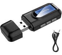 Mokeum Adaptador Bluetooth, Transmisor Bluetooth, Receptor Transmisor Bluetooth 5.0, Adaptador Bluetooth 2 en 1, Conector de 3,5 mm, Compatible con PC/TV/Sistema de Audio para automóvil/Altavoz con Ca