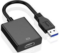 Mokeum Adaptador USB a HD-MI, USB 3.0/2.0 a HD-MI 1080P, convertidor de cable gráfico de vídeo con audio para PC, portátil, proyector, HDTV, compatible con Windows XP 7/8/8.1/10