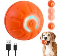 Mokeum Bola interactiva para perro, bolas de juguete recargables para gatos, bola rodante para perros con luz LED, bola flotante de goma duradera de alto rebote para gatitos y cachorros (naranja)
