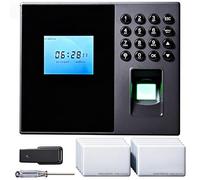 Mokhike Control Horario Empleados, Reloj de Fichar con 10pcs RFID y Pin, Huella Dactilar, Maquina Asistencia Empleados de Fichaje Biométrica, Sistema en Español Sin Cuotas Mensuales (con 8G U-Disk)