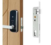 MOKIDO Cerradura de embutir de acero inoxidable 85/25 | cerradura de marco tubular para puerta de casa, puerta de jardín, puerta de habitación | cerradura DIN L/R | caja de cerradura para puertas