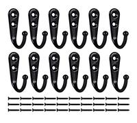 Mokife Gancho Perchero Vintage, 12 Piezas Ganchos Multiusos Pequeños Percheros Individual para Baño Dormitorio Cocina Garaje Inodoro Oficina Tienda, Negro