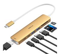 MOKiN Adaptador HDMI USB C Hub para MacBook Pro/Air, adaptador USB C 7 en 1 con HDMI, puerto de datos USB C, 100 W PD, SD/TF y 2 USB 3.0 para Dell/Lenovo/Thinkpad (dorado)