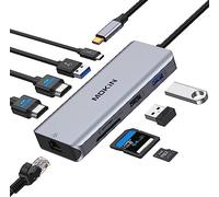 MOKiN Adaptador USB C Dockingstation 9 en 1 Estación de Acoplamiento | con 2 HDMI+Gigabit Ethernet+100W PD+USB 3.0/USB 2.0+SD/Micro para Dell/ThinkPad/XPS 13/15 /HP