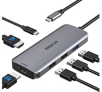 MOKiN Adaptador USB C Hub HDMI Doble, 6 en 1 con 2 HDMI 4K, 3 Puertos USB, Puerto de Suministro de energía Tipo C Compatible con MacBook