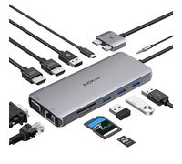 MOKiN Estación de acoplamiento para MacBook con monitor dual, adaptador Thunderbolt 3 USB C 12 en 2 para MacBook Pro/Air HDMI Mac Dock Dongle USB C dual a HDMI dual, VGA, Ethernet, 100 W PD, 4 USB y S
