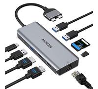 MOKiN Estación de Acoplamiento para MacBook Pro con Doble Monitor, Adaptador HDMI 9 en 1, adaptadores USB CHDMI Dock Dongle Dual USB C a Dual HDMI Ethernet 3USB SD/TF100W PD, Gris
