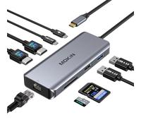 MOKiN Estación de acoplamiento para monitor dual, base USB C 9 en 1 con HDMI dual 4K, RJ45, PD de 100 W, USB C y USB A 3.0 de 5 Gbps, USB 2.0, SD y MicroSD, concentrador USB C a pantalla dual, adaptad