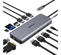 MOKiN Estación de Acoplamiento USB C 14 en 1 Triple Pantalla Doble Monitor