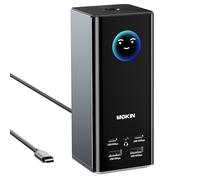 MOKiN Estación de acoplamiento USB C 3 monitores, estación de acoplamiento de triple pantalla 17 en 1 con 3 HDMI y 2 DP, 10G USB A/C, Gigabit Ethernet, 100 W PD, pantalla inteligente, SD/microSD, para