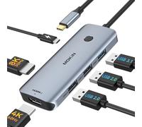 MOKiN - Estación de acoplamiento USB C a adaptador HDMI dual, monitores HDMI duales para Windows, adaptador USB C con HDMI dual, 3 puertos USB, PD compatible con Dell XPS 13/15, Lenovo Yoga, etc