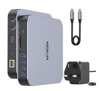 MOKiN Estación de Acoplamiento USB C para MacBook, estación de Acoplamiento para portátil, 3 monitores con Adaptador de Corriente de 65 W, Base USB C Dual 4K HDMI, VGA, 4 USB 3.0, RJ45 Gigabit