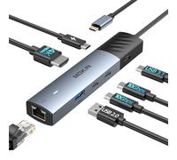 MOKiN Hub Ethernet USB C de 10 Gbps, adaptador USB C 7 en 1 para MacBook Pro/Air con HDMI 4K a 60 Hz, 3 datos USB-C de 10 Gbps, RJ45, USB 2.0, 100 W PD, USB C Dongle para MacBook Pro/Air/Dell/HP