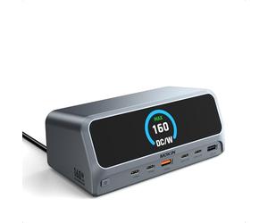 MOKiN USB C Docking Station Dual HDMI 13 in 1 Laptop Charging Station with 2.26" LCD Smart Display, Dual 4K HDMI Display,10Gbps USB A/C Ports, Gigabit Ethernet,160W MAX Output für DELL, HP