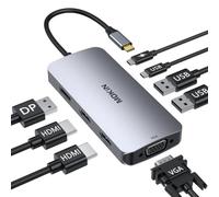MOKiN USB C Docking Station Dual HDMI Monitor Adapter, USB C Hub 3 Monitors Adapter mit, Displayport, VGA, 100W PD Charging, 2USB A 2.0,USB C 2.0 Ports Adapter für DELL XPS,HP, Lenovo,etc