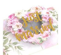 MOKIO® Tarjeta de Boda Pop-Up - Just married - Tarjeta felicitación 3D para regalo matrimonio o luna de miel, «Recién casados» Tarjeta de regalo emergente para la ceremonia de boda