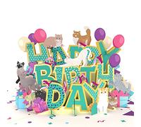 MOKIO® Tarjeta de Cumpleaños Pop-Up - Happy Birthday Gatos - Tarjeta de felicitación 3D para un cumpleaños, Gato Tarjeta de regalo emergente con sobre