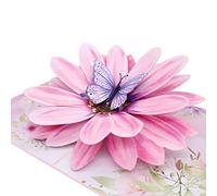 MOKIO® Tarjeta de Flores Pop-Up - Flor con Mariposa - Tarjeta de felicitación 3D para un cumpleaños, jubilación o como cupón, Tarjeta de regalo emergente con sobre