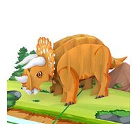 MOKIO® Tarjeta Pop-Up 3D - Dinosaurio Triceratops - Tarjeta de felicitación | Tarjeta de cumpleaños con Triceratops, como invitación a una fiesta de dinosaurios o para felicitar a fans de los dinos