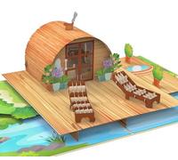 MOKIO® Tarjeta Pop-Up 3D - Sauna - Tarjeta de felicitación
