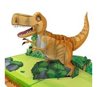MOKIO® Tarjeta Pop-Up - Dinosaurio T-Rex - Tarjeta de regalo 3D para un cumpleaños, Tarjeta de felicitación emergente con sobre