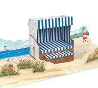 MOKIO® Tarjeta Pop-Up - Silla de playa - Tarjeta de regalo 3D para vacaciones en el Mar del Norte o el Mar Báltico, como vale regalo emergente para un viaje a la orilla del mar