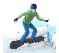 MOKIO® Tarjeta Pop-Up - Snowboarder - Tarjeta regalo 3D para unas vacaciones de esquí o un curso de snowboard, Bono de viaje emergente para deportes de invierno