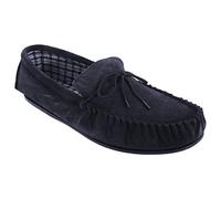 Mokkers - Zapatillas de Estar por casa de autentica Piel Modelo Bruce Estilo Mocassin Hombre Caballero (47 EU/Negro)