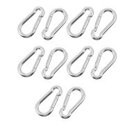 MOKKHNB 10 Piezas Mosquetón de Acero Inoxidable 304 para Actividades al Aire Libre Función de Llavero, Resistente y Seguro, No se Rompe Cae Fácilmente, Color Plata