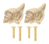 MOKKHNB 2 Piezas Tirador de Cajón Costero Vintage de Latón Dorado Forma de Concha para Muebles y Armarios, Diseño Decorativo Oceánico y Uso Versátil