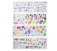 MOKKHNB 3 Hojas Adhesivo de Pared Decorativo Adecuado Apoyo en Matemáticas Tempranas Letras y Números en Pvc Mate para Zonas de Aprendizaje y Guardería