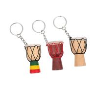 MOKKHNB 3piezas Llaveros De Tambor Africano Colgantes Musicales Piel Decoraciones Para Llaves y Bolsos Estilo Aleatorio Creativo