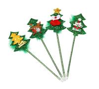 MOKKHNB 4 Piezas Bolígrafos Navideños de Resina Verde Decoracion Colegio, Bolígrafo Fácil de Sostener y Ligero, Adecuado para Oficina y Hogar Varios estilos