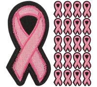 MOKKHNB 40 Parches Bordados de Lazo Rosa de Poliéster para Coser o Quitar, Ideales para Concienciación sobre Cáncer de Mama en Bolsas y Sombreros