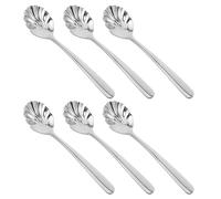 MOKKHNB 6 Piezas cuchara de de café cuenco con forma de concha cuchara para helado pequeño shape cuchara de concha cucharada de sopa cuchara de cafe Acero inoxidable Plata