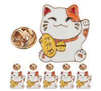 MOKKHNB 6 piezas de broches de gato: broches de gato de la suerte Maneki Neko, lindos - Insignias de la fortuna Neko de la mitología japonesa, joyería para ropa, bolsos, chaquetas, camisas,