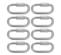 MOKKHNB 8 Piezas Conector de Enlace Rápido M6, Mosquetón de Acero Inoxidable, Eslabón Ovalado Plata, Cierre de Rosca, Carga 150kg, para Escalada y Mochilas