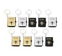 MOKKHNB 9 Llaveros Bíblicos Miniatura Santa Biblia, Colgantes para Bolso en Plástico y Hierro, Set de 3 Colores (dorado, Negro, Plateado), Decoración Adecuado para Fiestas y Bautizos