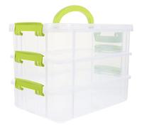 MOKKHNB Caja de Almacenamiento Apilable Asa Contenedor Práctico para Oficina y Estudiantes Transparente y Ligero para Organización de Juguetes y Útiles Escolares